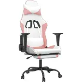 vidaXL Massage gamestoel kunstleer wit en roze