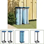 The Living Store Vuilniszakhouder - Vuilnisbak - Vuilniszakhouders 2 st 120 L PP zwart en blauw - Afvalcontainer - Plastic Container - Zwarte Vuilnisbak