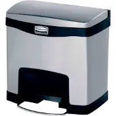 Rubbermaid Slim Jim Step-ON-pedaal-afvalbak van rvs, 15L, zwart