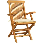 The Living Store Teak Hout - Tuinstoelen - Tuinstoelen 6 st met crème kussens massief teakhout - Tuinset - Buitendecoratie - Lounge Set