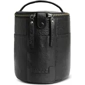 MUUD Saturn Black - Handgemaakt leren tas voor handwerkprojecten 20xØ16cm