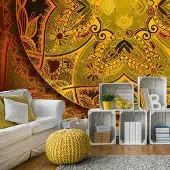 Artgeist Fotobehang - Mandala: Golden Poem