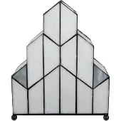 Clayre & Eef Tiffany tafellamp 5LL-6119, wit / opaal, Woon-/ Eetkamer, Glas, Tiffany, tafellamp