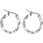 Everneed Tilla Twist Stor Sølvfarvet Hoop (U)