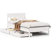 vidaXL Bedframe zonder matras massief grenenhout wit 90x200 cm