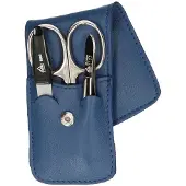 Erbe 3-delige manicure etui met drukknoopsluiting donkerblauw (erbe9071)