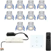 HOFTRONIC™ Milano - 10x inbouwspots veranda - Dimbaar LED - Complete set met afstandsbediening & muurdimmer - Plug & Play - 12 Volt 3 watt - 2700K 200 lumen - IP