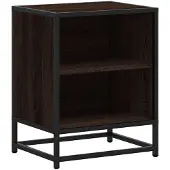 vidaXL Nachtkastje 40x31x50 cm bewerkt hout en metaal bruin eikenkleur