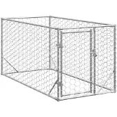 vidaXL Buitenren voor honden met deur, 2x1x1 meter, verzinkt staal