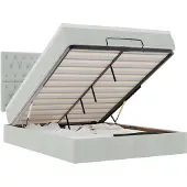 vidaXL Ottoman bed met matrassen 140x190cm fluweel lichtgrijs