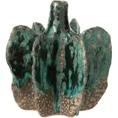 J-Line vaas Naga - keramiek - azuur/bruin - medium - Ø 18 cm