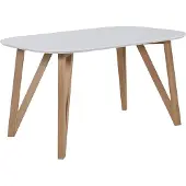 SalesFever eettafel wit mat gelakt massief eiken frame ovaal tafelblad