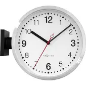 Nextime Double – Wandklok – 32.3 × 28 × 10 cm – Aluminium – Wit/Zwart – Stil