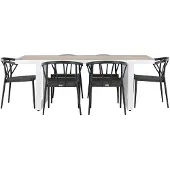 Ebuy24 MerloStina tuinmeubelset 1 eettafel, 6 stoelen wit.