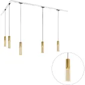 QAZQA Modern railsysteem met 5 gouden pendellampen 1-fase - Iconic Lloyd