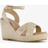 Blue Box dames espadrilles met hoge sleehak goud maat 39