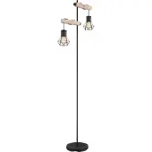 Globo Vloerlamp Priska zwart met hout