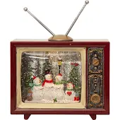 Star Trading LED kerstdecoratie 'Vinter', gevuld met water en glitter, retro TV, batterijen + timer, B 19 cm