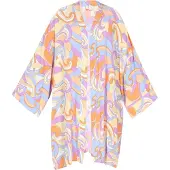 IZIA Kimono lichtblauw / geel / lila / oranje