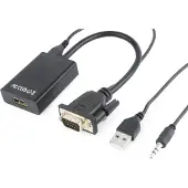 Gembird VGA + 3,5mm Jack naar HDMI adapter met HDCP / zwart - 0,15 meter