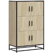 vidaXL Hoge kast 68x35x106,5 cm bewerkt hout en metaal sonoma eiken