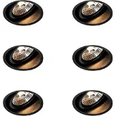 QAZQA Set van 6 Moderne inbouwspot zwart trimless - Impact 70