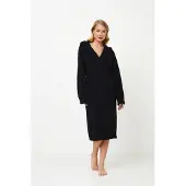 Aruelle Zwarte damesbadjas Rory-capuchon-ochtendjas-luxury bathrobe-maat L