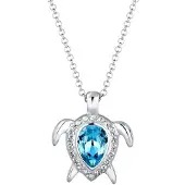 Elli - Halsketting - Dames zeeschildpad met kristal in 925 sterling zilver - Dames