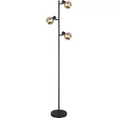 Globo Lighting Zwarte vloerlamp Tokki 3-lichts amber smoke glas