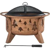 Sunjoy Vuurkorf Christmas Ø76cm met afneembaar rooster en vuurhaak