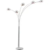 Globo Lighting Vloerlamp chroom 5-lichts koepelkappen Globo Seymour