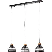 Brilliant Hanglamp Avia 3-lichts zwart met houtbruin