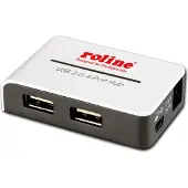 Roline USB 2.0 Hub, Black and White, 4 poorts, met voeding