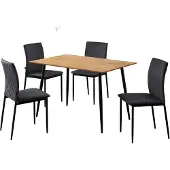 DOMUS Eetset - 120 cm Tafel - Eiken/Antraciet Fluweel