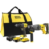 Stanley 18V V20 SET SFMCD715+SFMCH900: 1 x 4.0Ah accu, 1 x 2.0Ah accu, tas - S/SFMCK216MD
