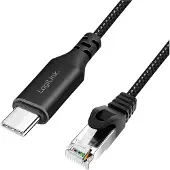 Logilink USB 3.2 Gen 1 (USB 3.0) Adapterkabel [1x USB-C USB 3.2 (Gen 1) - 1x RJ45-stekker 8p8c] CU0410 1.00 m Textielmantel
