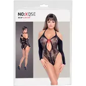 NO:XQSE - zwart body met strik, lange mouwen (S-L)