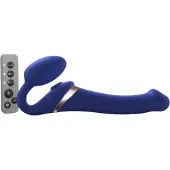Strap-On-Me - strap-on vibrator met luchtdruk stimulatie - siliconen blauw