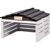 Dobar Robuuste garage voor robotmaaiers met afneembaar dak, beschutting voor Automower, 78,5 x 74 x 52,5 cm, wit/zwart