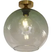 QAZQA Art Deco Plafondlamp Messing met Groen Glas - Sandra