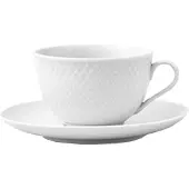 Lyngby Porcelæn Rhombe theekop met schotel 24 cl Wit