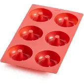 Lékué donutsvorm siliconen 6 st Rood