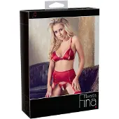 Abierta Fina - glinsterende kettinglingerieset (rood)
