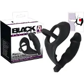 Black Velvets - anaal vibrator met penis- en balringen - zwart