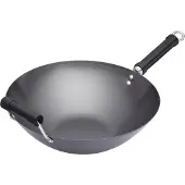 Kitchen Craft : World of Flavours - Kleine wok, geschikt voor inductiekookplaten, gemaakt van koolstofstaal, met antiaanbaklaag, 20 cm