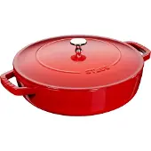 Staub Sauteerpan met 'Chistera drop structure' 24 cm - kers
