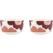 Marimekko Unikko kom 2,5 dl 2-pack White-dark cherry-salmon red
