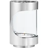 Georg Jensen Chrome Theelichthoudertje 12 Cm - Kaarshouders Glas Roestvrij staal - 10020460