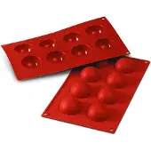 Silikomart bakvorm 8 halve bollen ø 5 cm silicone bruin