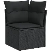 vidaXL 9-delige tuinmeubelset met kussens, zwart, polyrotan